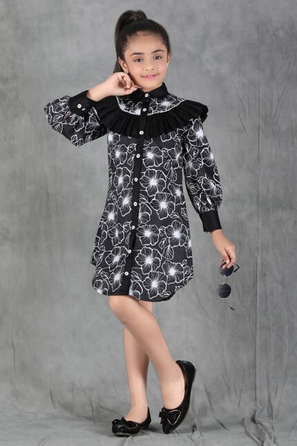 Midnight Bloom Shirt Dress